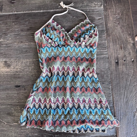 Multicolor Pattern Halter Top - Picture 1 of 2